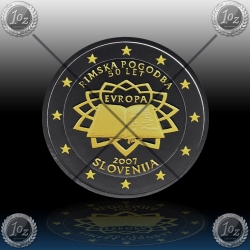 2 EVRO SLOVENIJA 2007 (RIMSKA POGODBA) Black Rhodium + 24k Gold